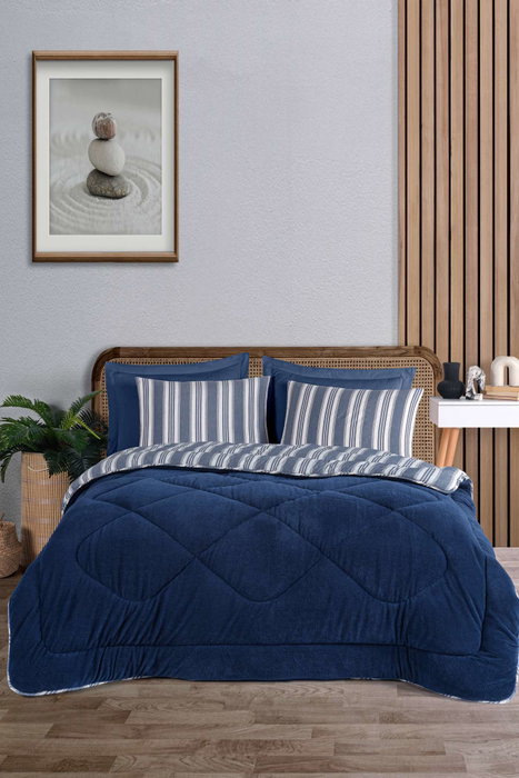 L'essentiel linge de maison Juego de 2 fundas de almohada Soft Line - Navy